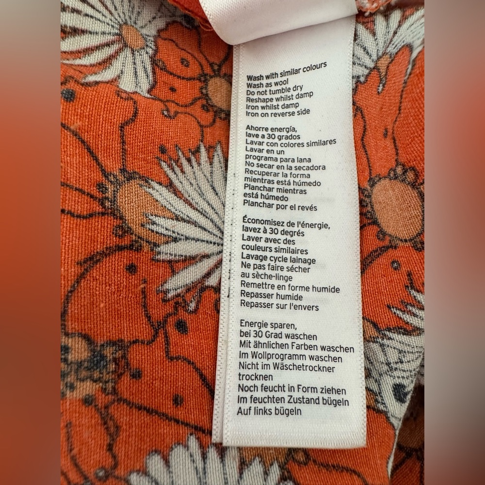 Topshop Orange Floral Daisy Wide Leg Pants Retro 70s Boho Trousers Size 4 - Picture 8 of 9